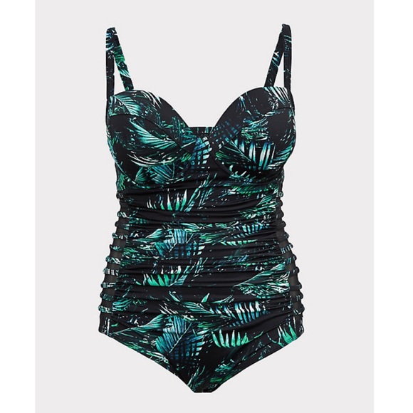 🎉HP🎉Torrid BLACK GREEN PALM PUSH-UP SWIMSUIT - Picture 5 of 16